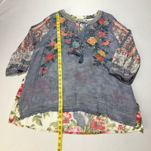 John Mark Multicolor Floral Embroidered Blouse - Picture 8 of 10